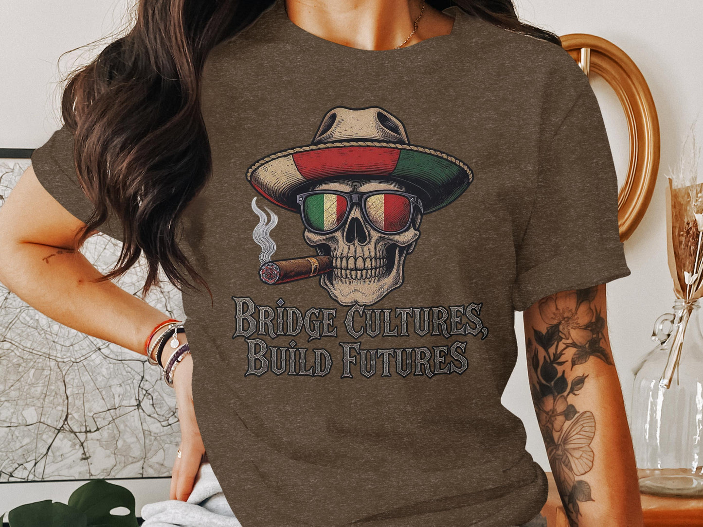 Bridge Cultures Build Futures Skull T-shirt product