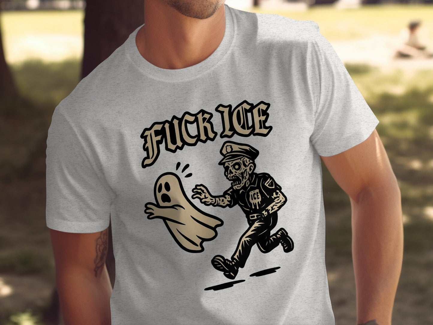 Anti-ICE Ghost Graphic Design Men's T-Shirt product