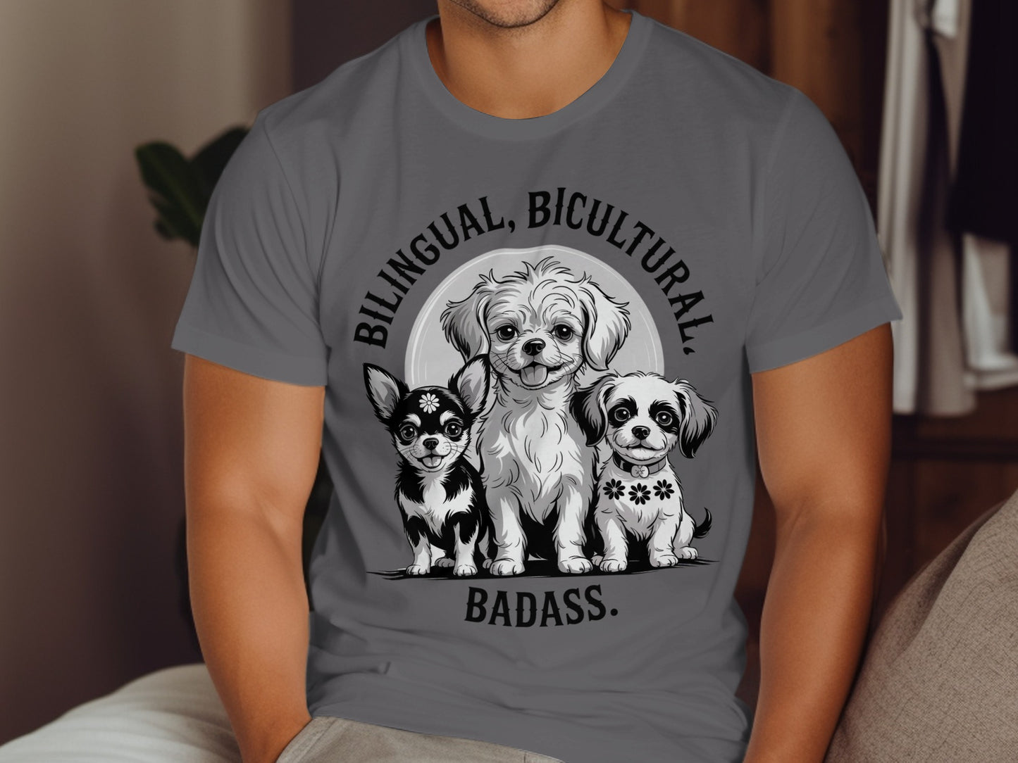 Bilingual Bicultural Badass Dog Graphic T-shirt Product