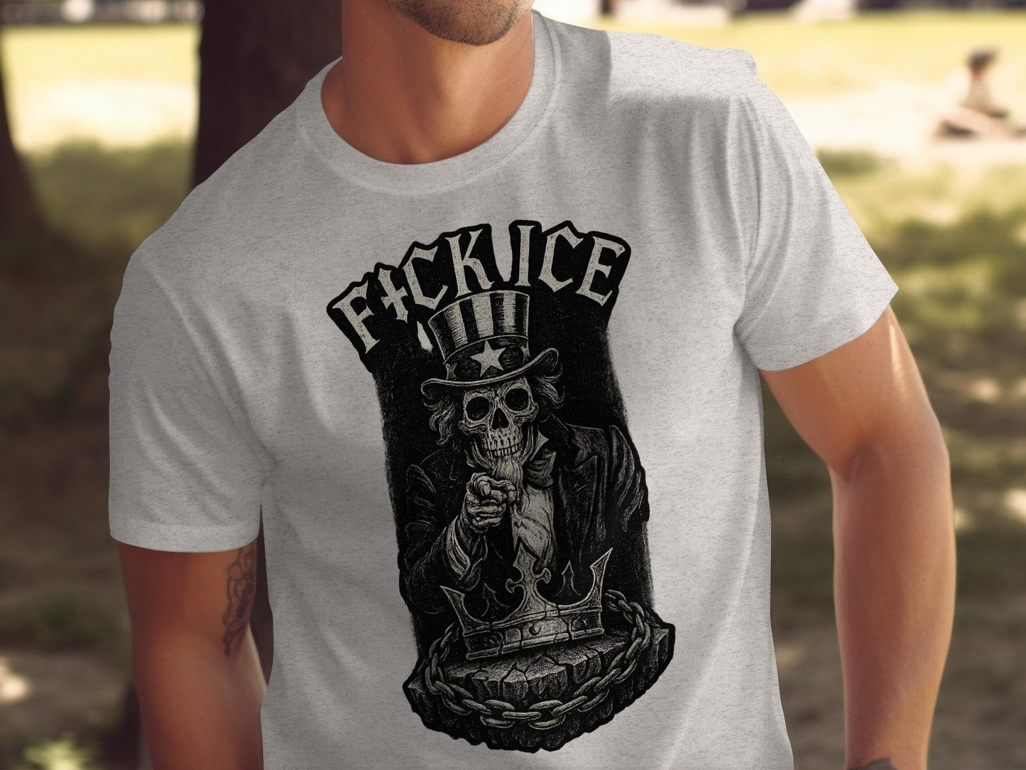 Patriotic Skeleton Middle Finger Graphic T-Shirt product
