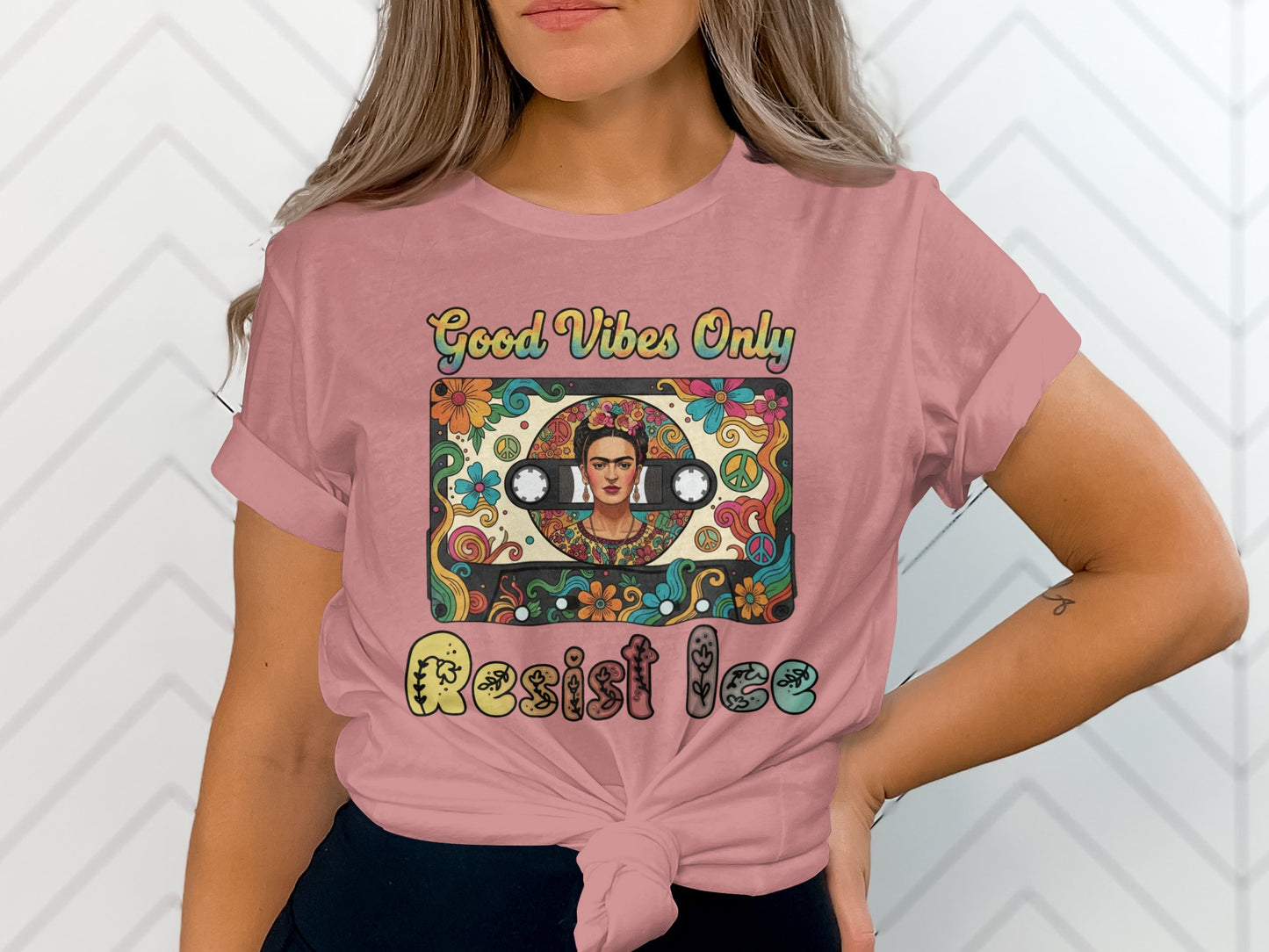 Good Vibes Only Resist 1980s Style Graphic T-Shirt product