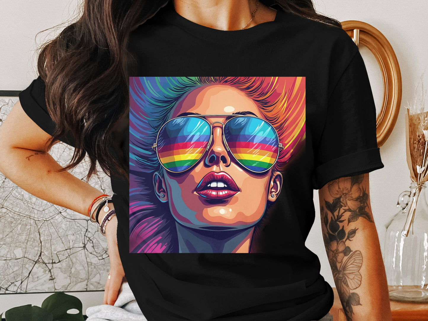 Colorful Reflective Sunglasses Art Graphic T-Shirt product type
