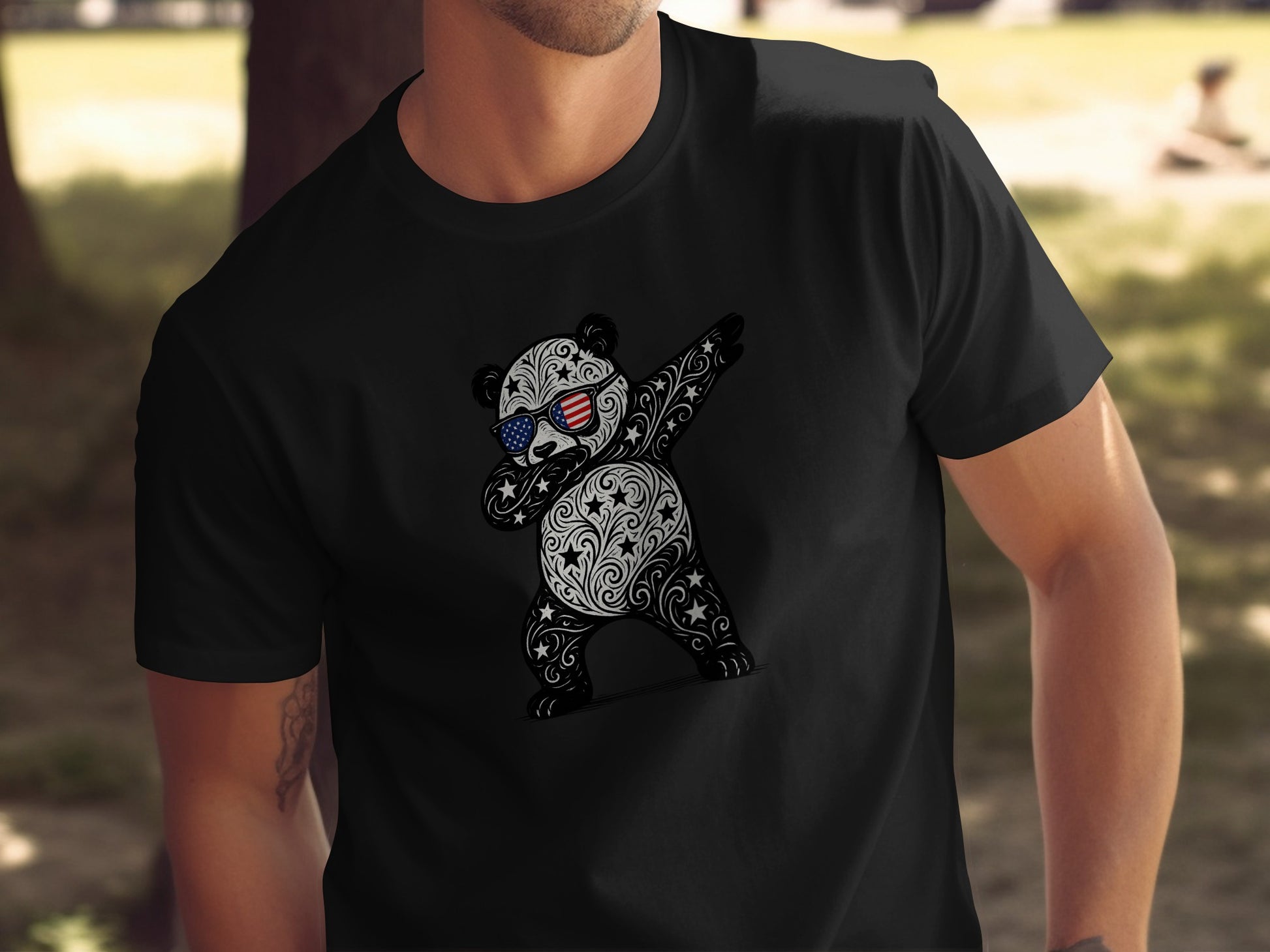 Dabbing Panda with Patriotic Sunglasses T-Shirt product