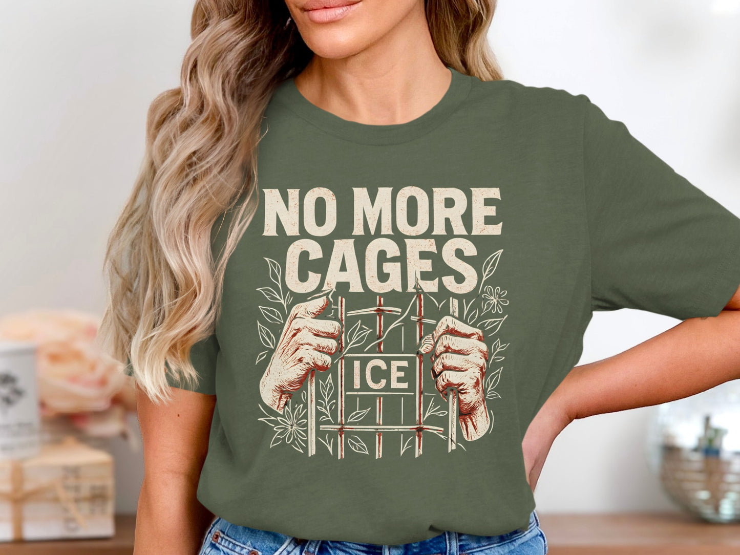 No More Cages ICE Text Art Graphic T-Shirt product type
