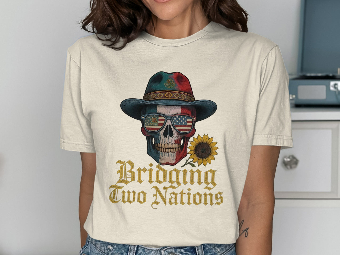 Bridging Two Nations Skull Graphic T-Shirt product