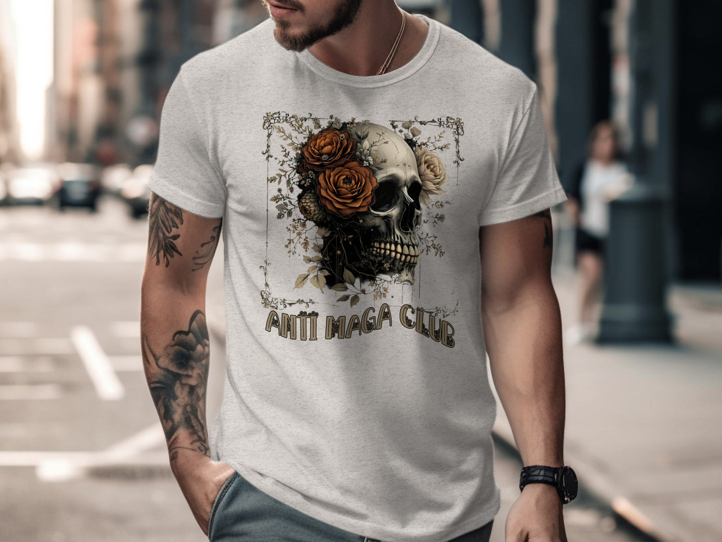 Skull With Flowers Anti Magic Club T-shirt Product