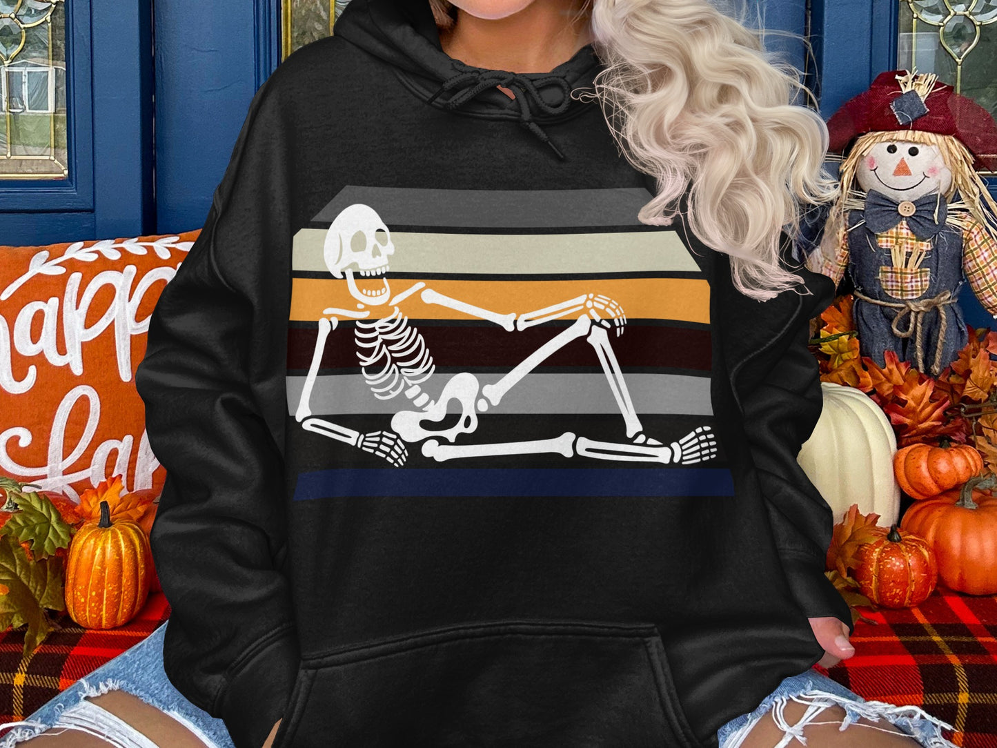 Vintage Skeleton Graphic Black Hoodie Product