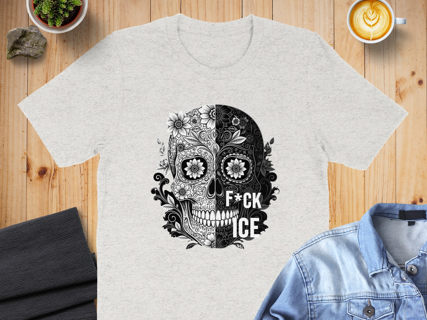 Intricate Skull Design T-shirt with Bold Message product