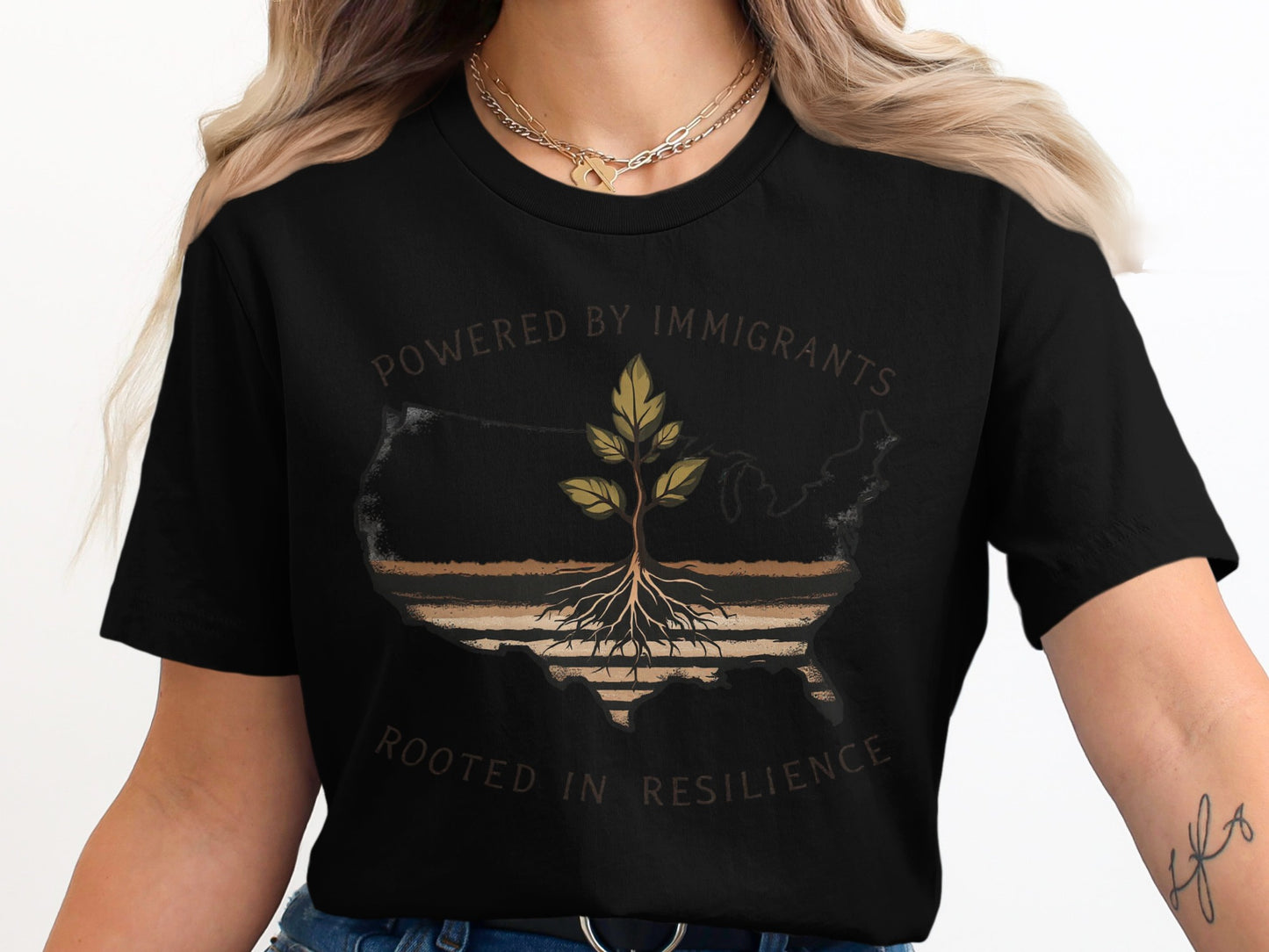 Powered By Immigrants Rooted In Resilience shirt product
