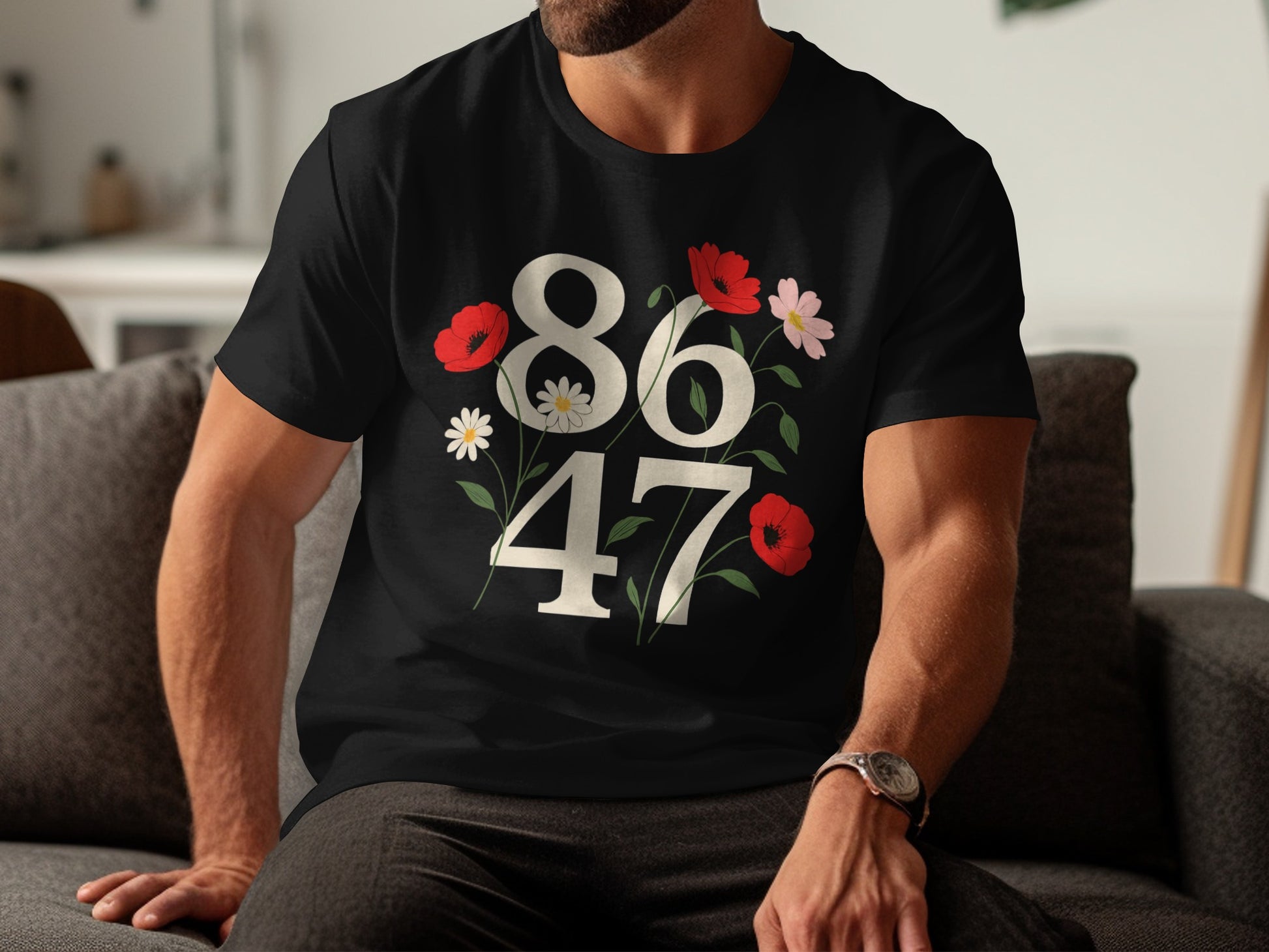 Vintage Floral Graphic 86 47 Numbers Design T-Shirt product type