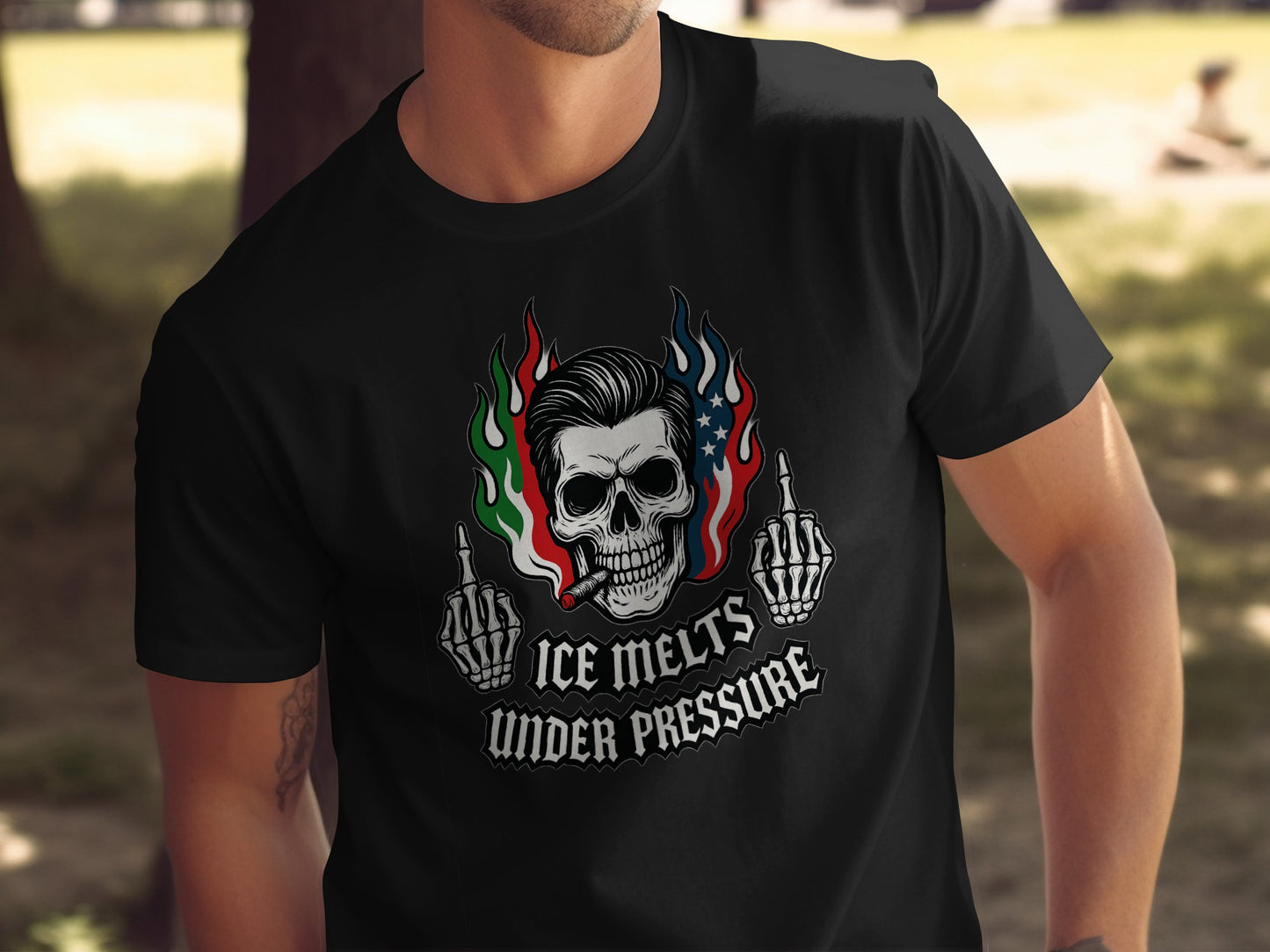 Ice Melts Under Pressure Skull Graphic T-shirt
