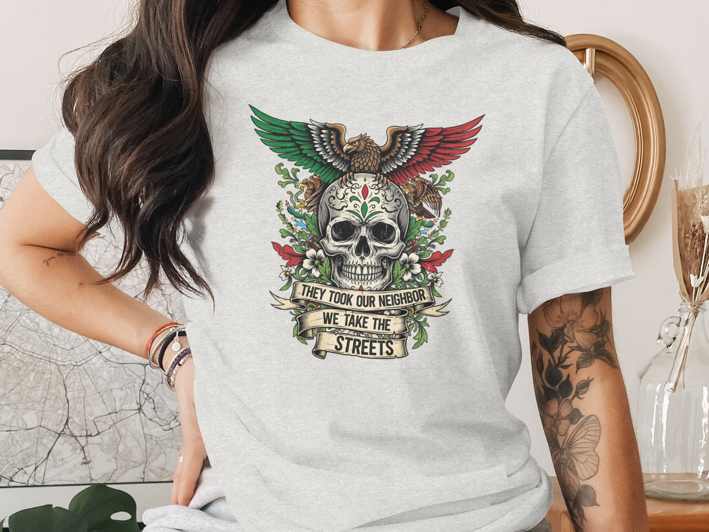 Eagle Skull Design We Take The Streets Graphic T-Shirt