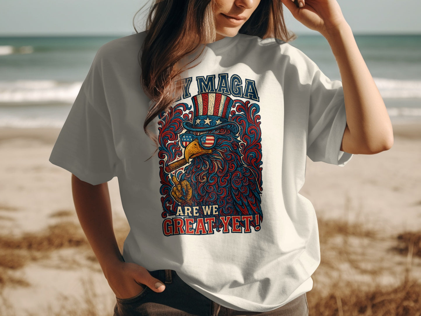 Patriotic Eagle Cartoon Graphic Tee T-shirt product