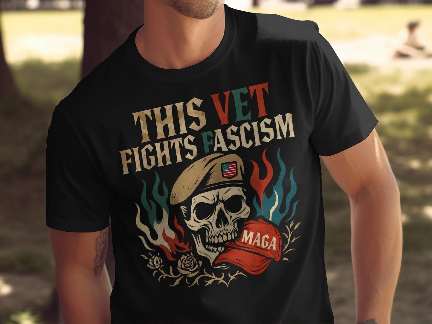 This Vet Fights Fascism Graphic T Shirt product