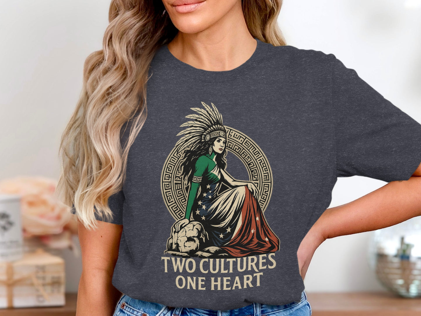 Two Cultures One Heart Design Graphic T Shirt Product