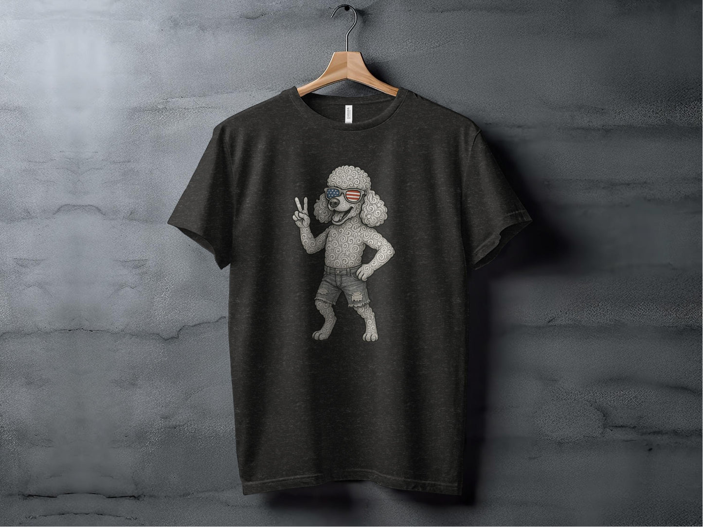 Patriotic Poodle Design Graphic Tee Shirt product type