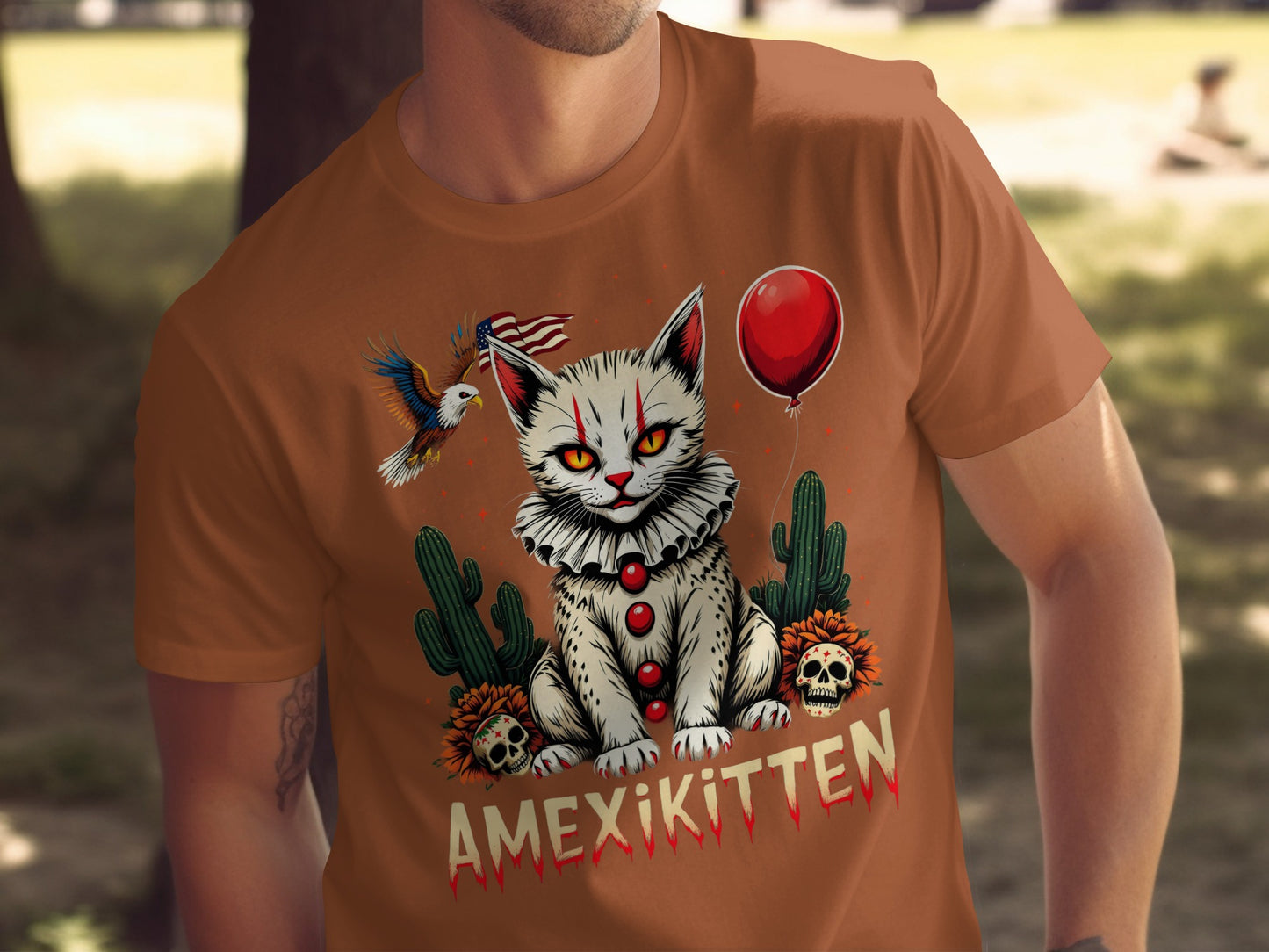 Amexikitten White Cat Art Shirt with Red Ballon product type