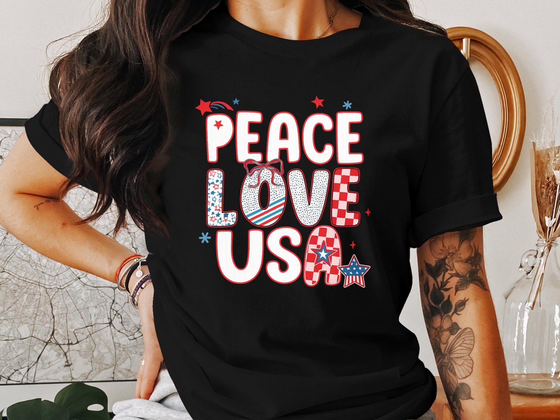Peace Love USA T-shirt for Patriotic Style product
