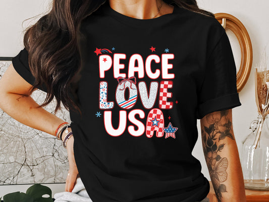 Peace Love USA T-shirt for Patriotic Style product