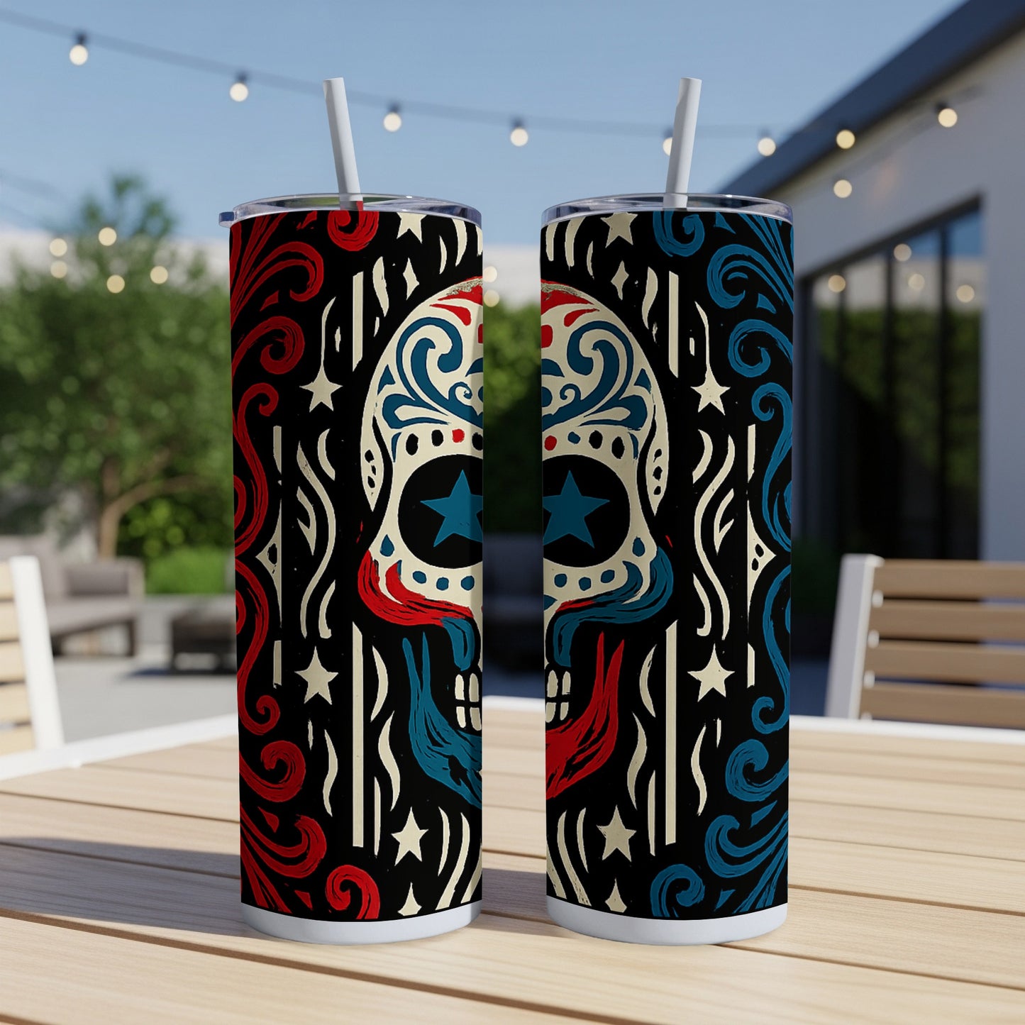 Patriotic Sugar Skull Tumbler Custom Drinkware Product