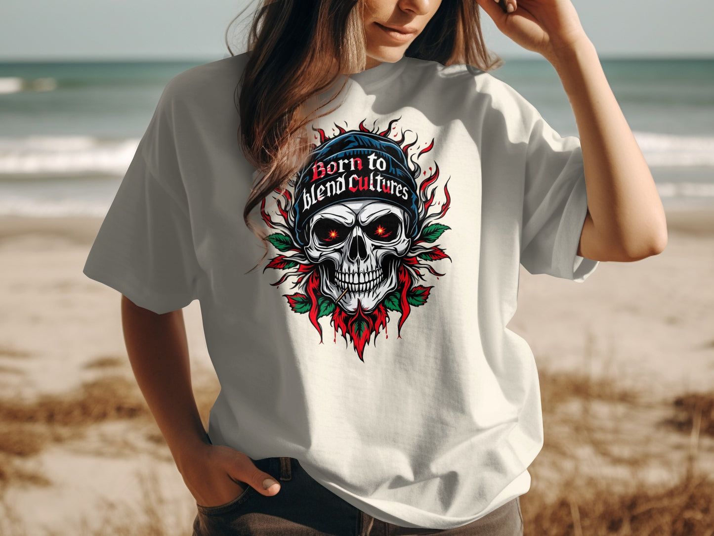Born to Blend Cultures Skull Graphic T-Shirt product type