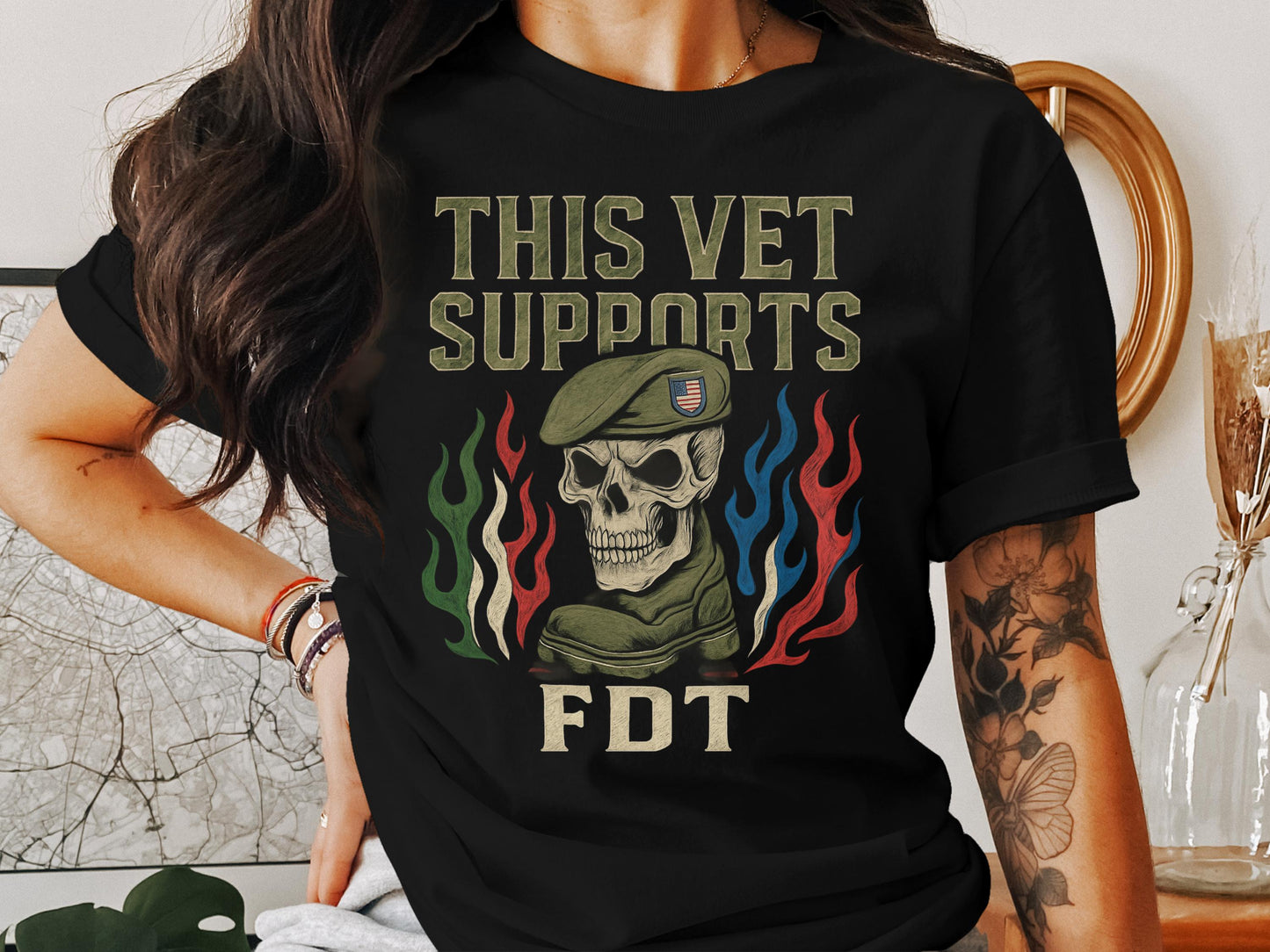 This Vet Supports FDT Skull Graphic T-shirt product