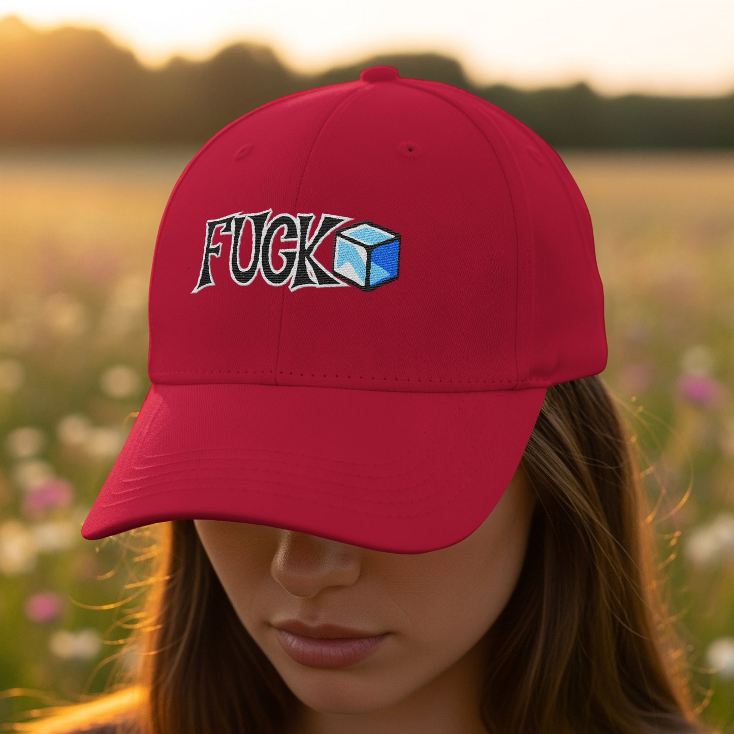 Red Hat with F*** Logo Embroidery Design product type