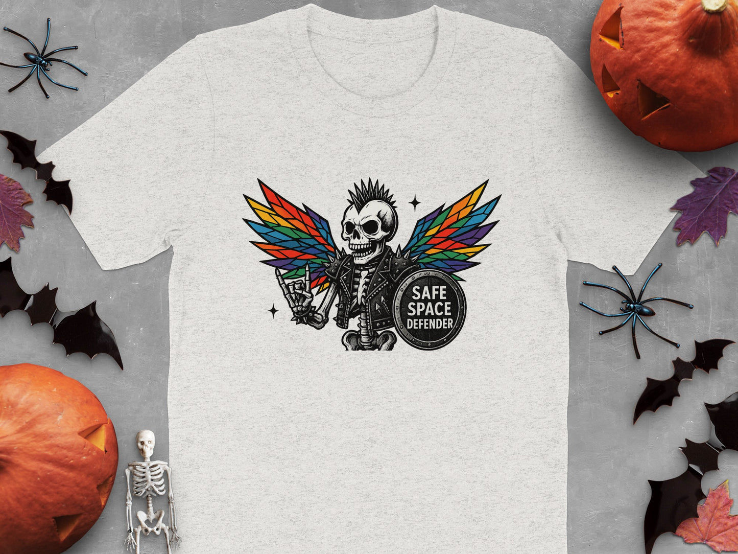 Safe Space Defender Skeleton Rainbow Wings Shirt product type