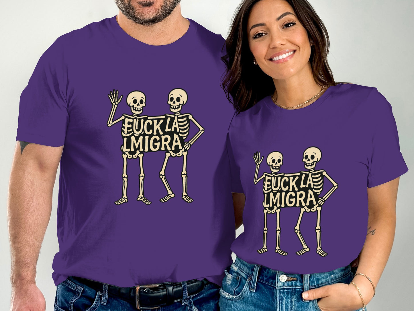 Humorous Skeletons Design Purple T-Shirt product