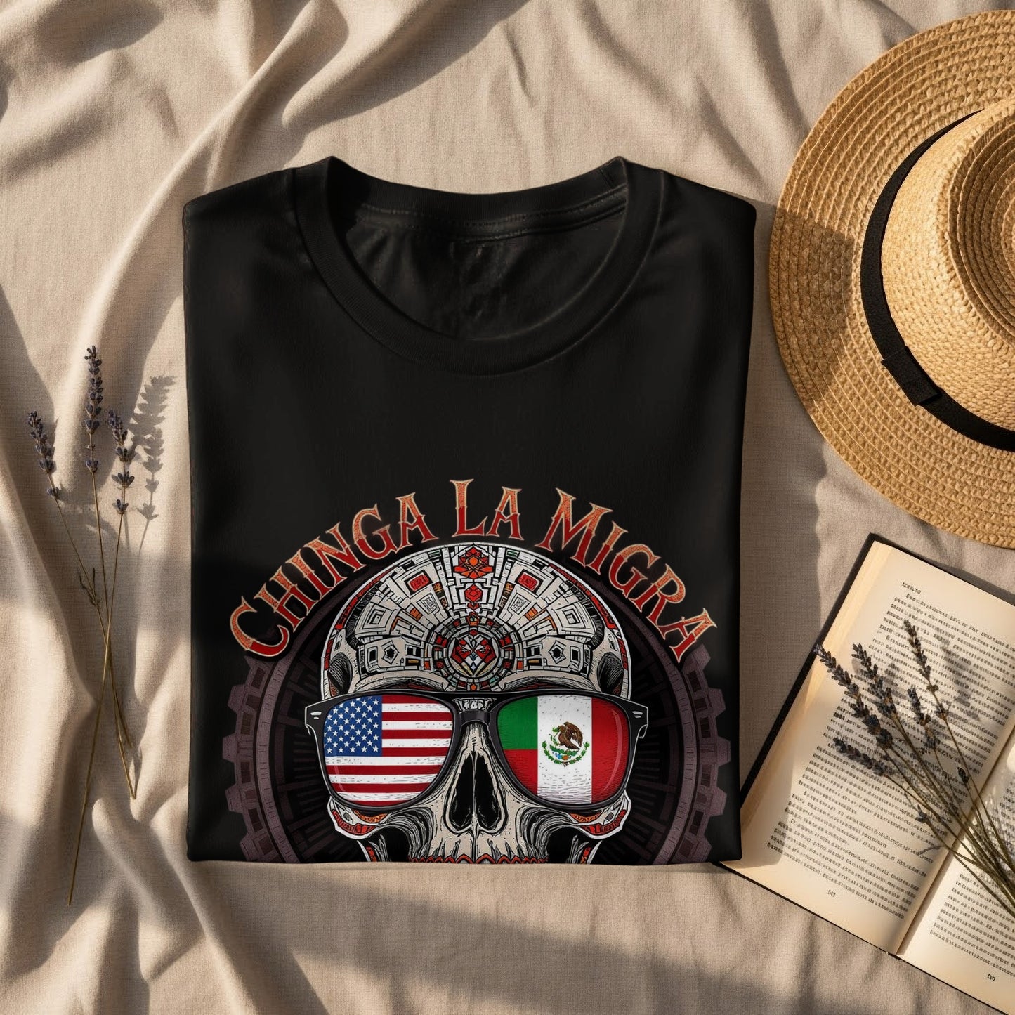 Chinga La Migra American Mexican Skull T-Shirt product