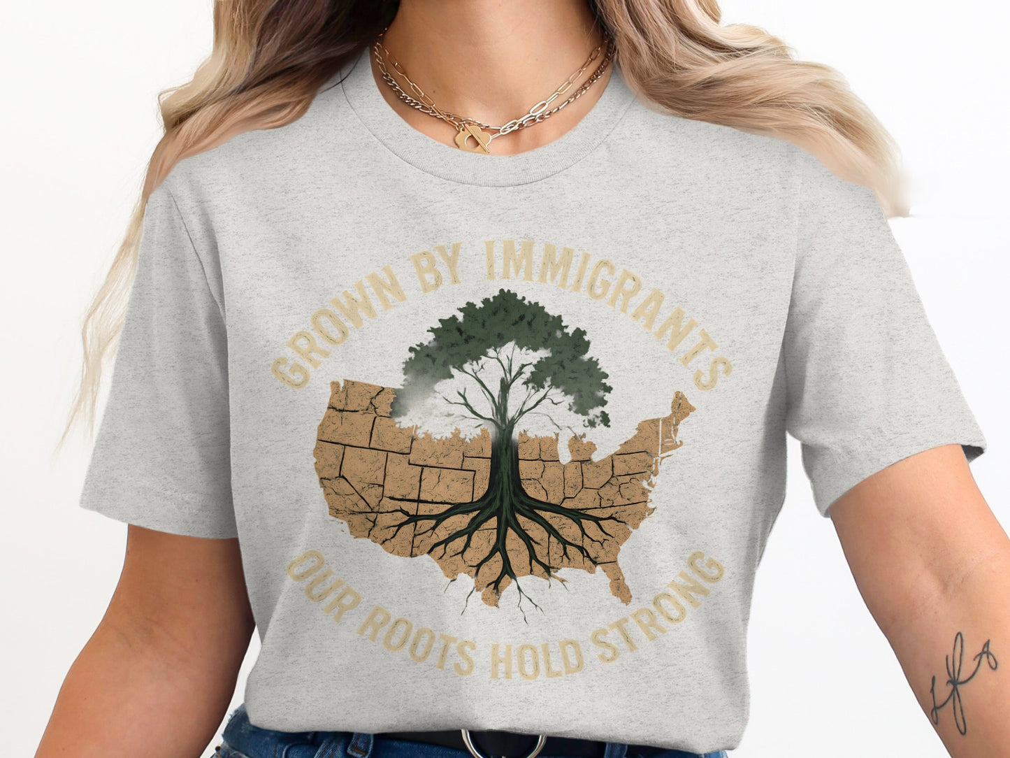 Grown By Immigrants Our Roots Hold Strong Tee product