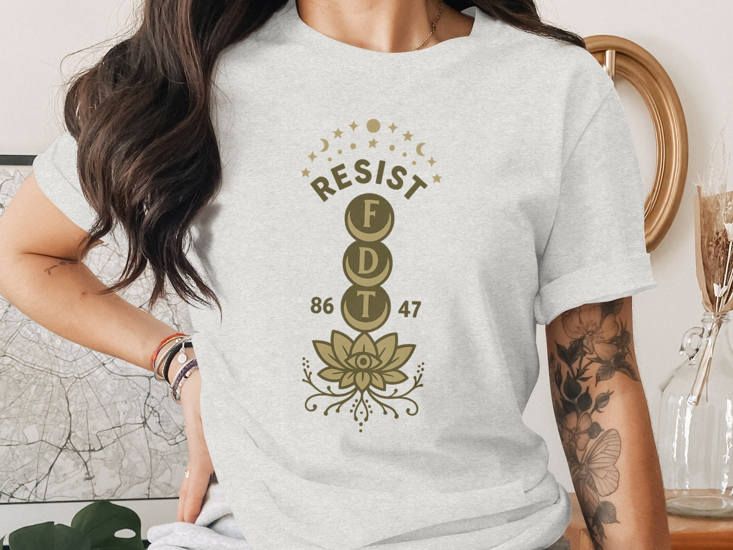 Resist 8647 Tattooed Model Wearing T-shirt product type