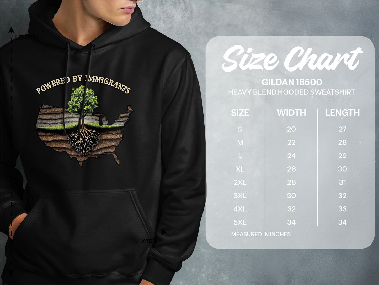 Powered by Immigrants Gildan 18500 Hooded Sweatshirt product