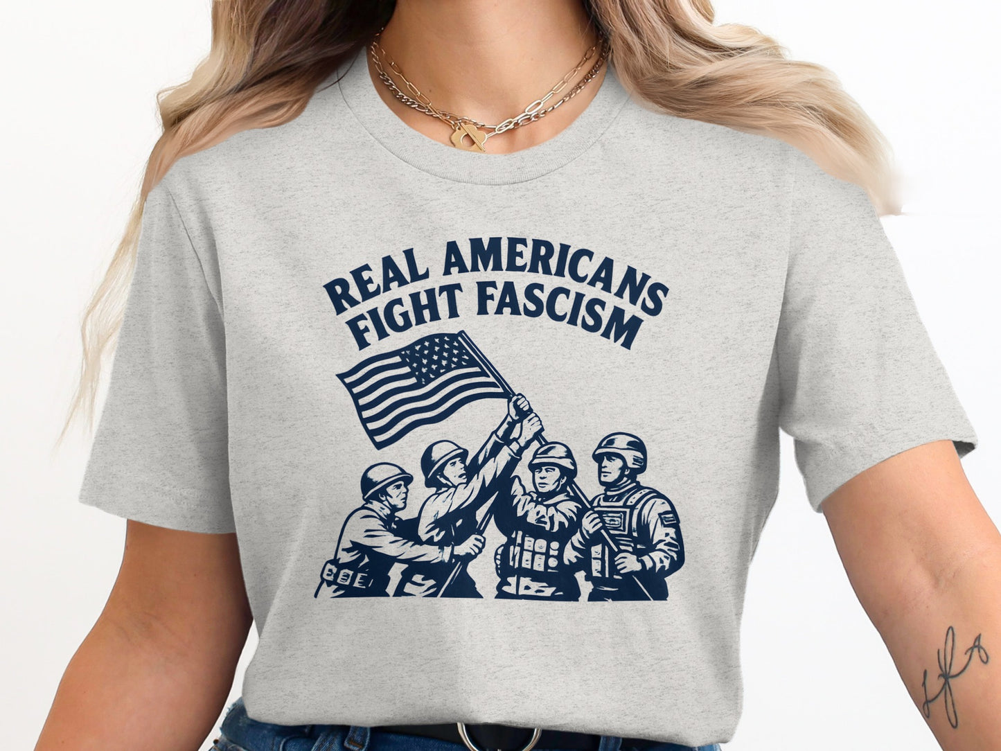 Real Americans Fight Fascism Graphic Tee