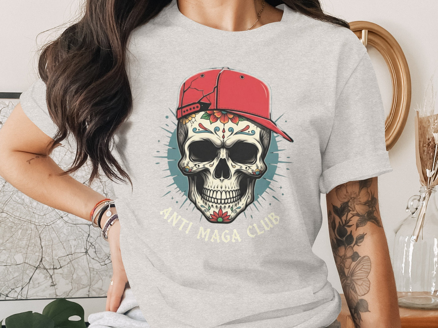 Anti MAGA Club Skull Art Design T-shirt Product