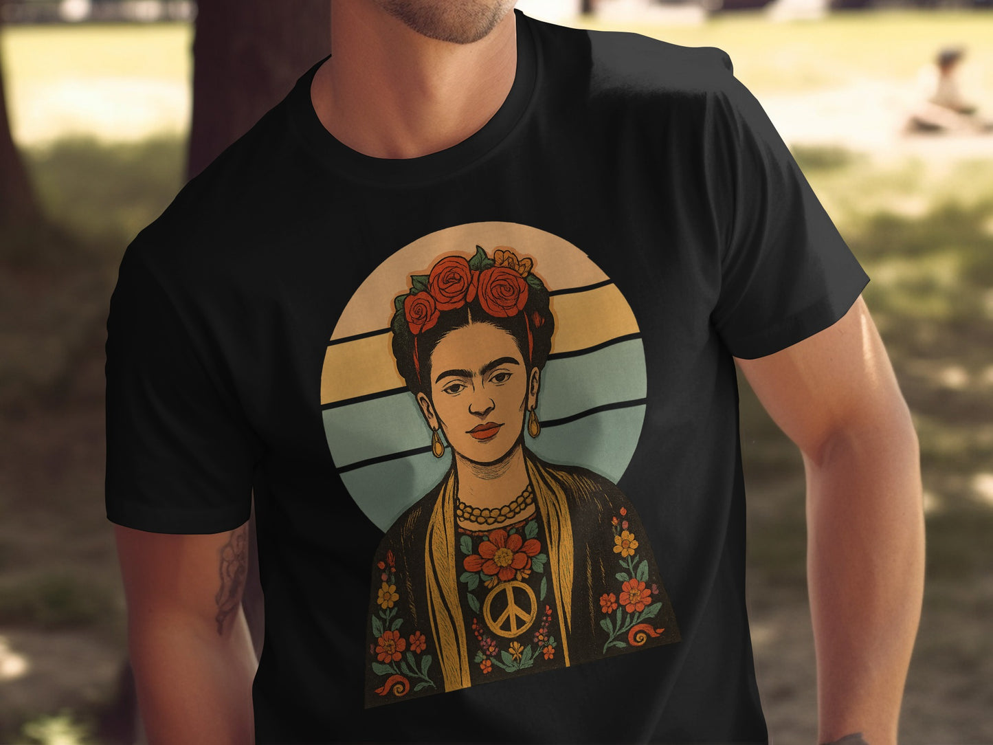 Floral Peace Icon Artwork Short Sleeve Shirt product
