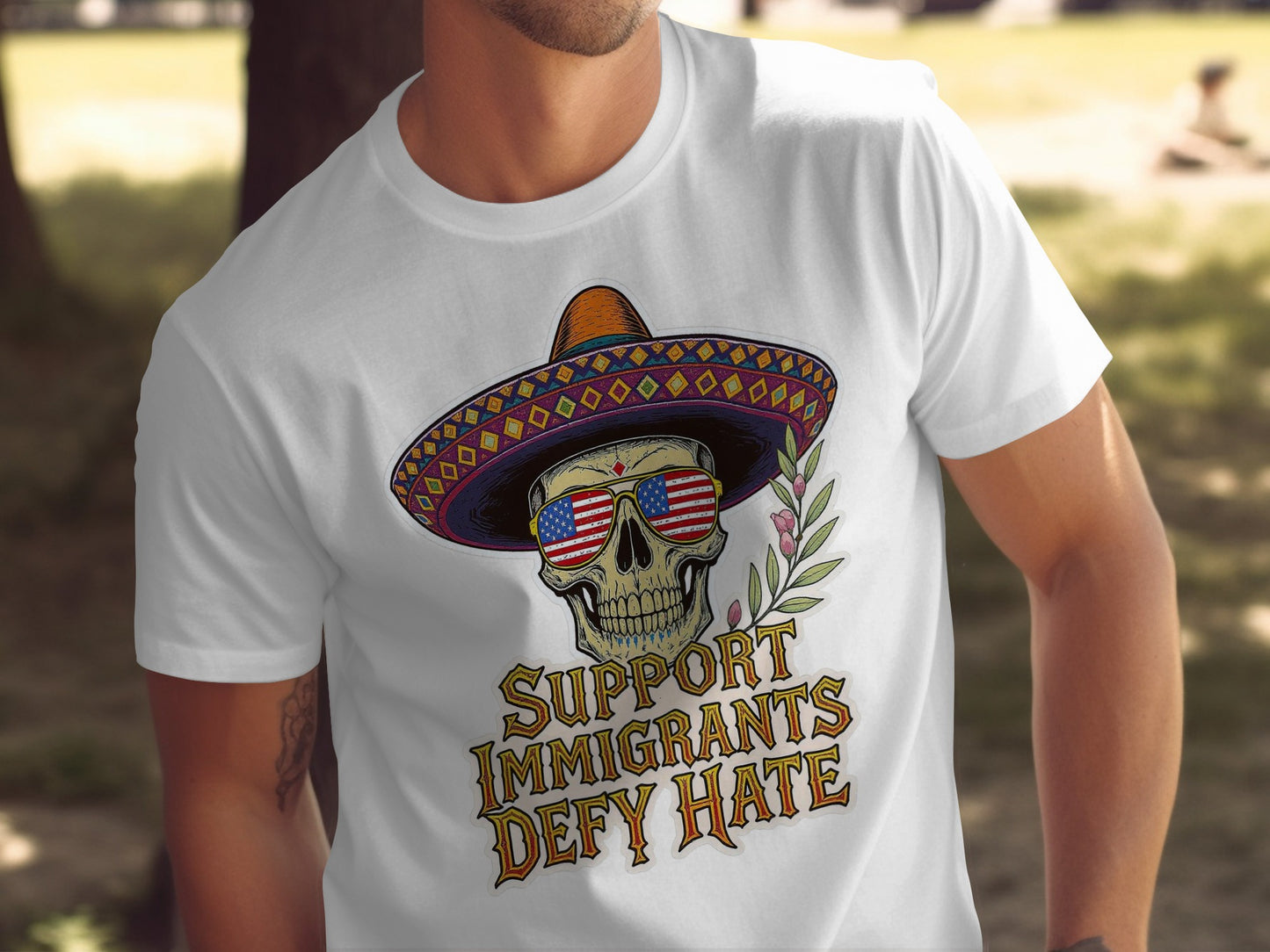 Support Immigrants Defy Hate Skull T-shirt product