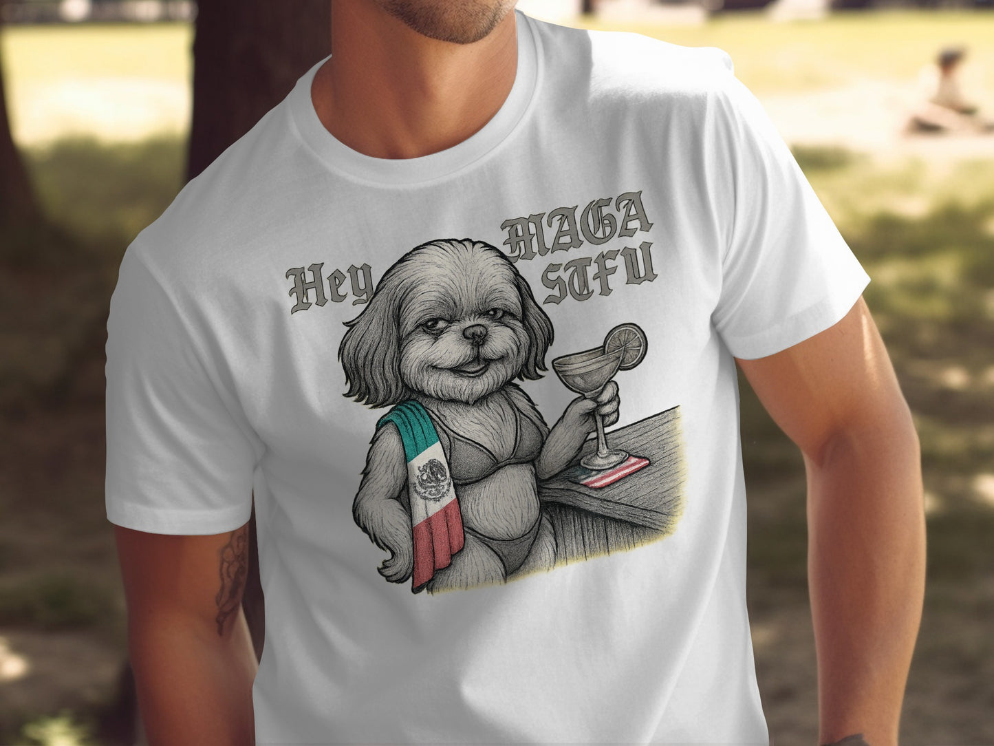 Funny Illustrated Hey MAGA Sifu Dog Drinking Shirt product