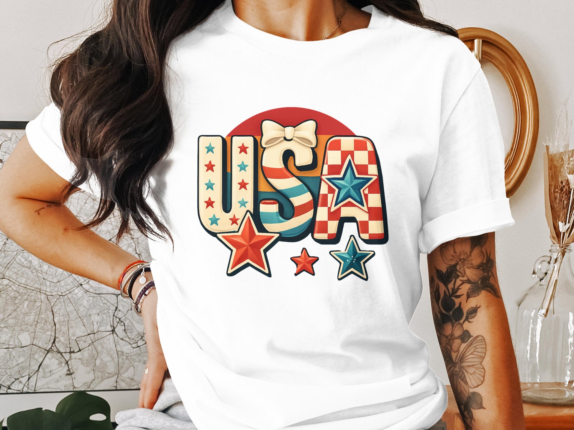 Patriotic USA Stars and Stripes Graphic T-Shirt product