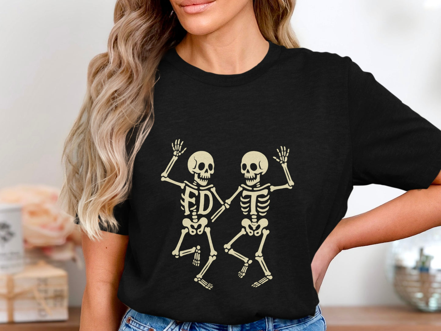 Spooky Dancing Skeletons Graphic Unisex Shirt product type