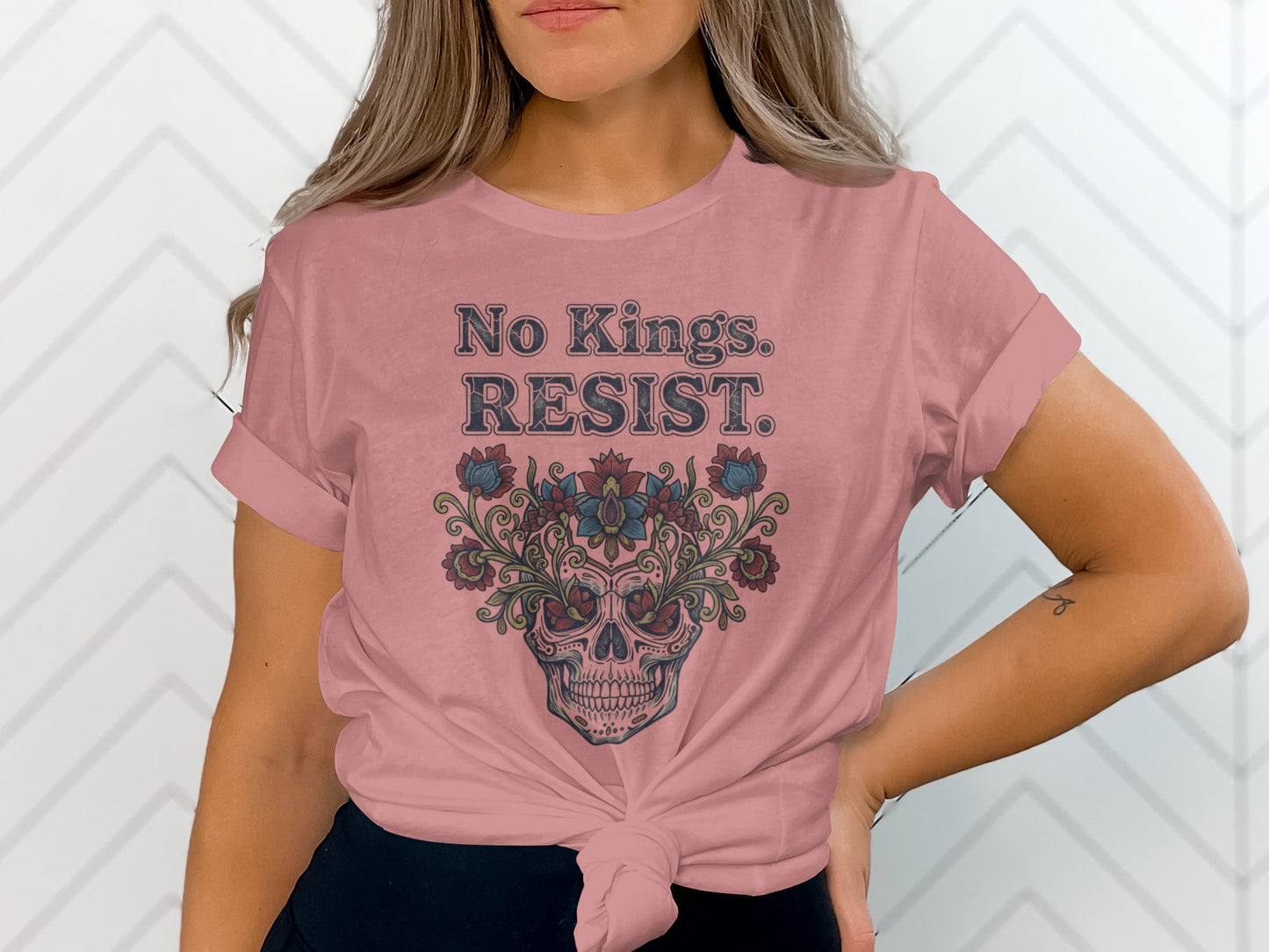 No Kings RESIST Skull Graphic Shirt product type