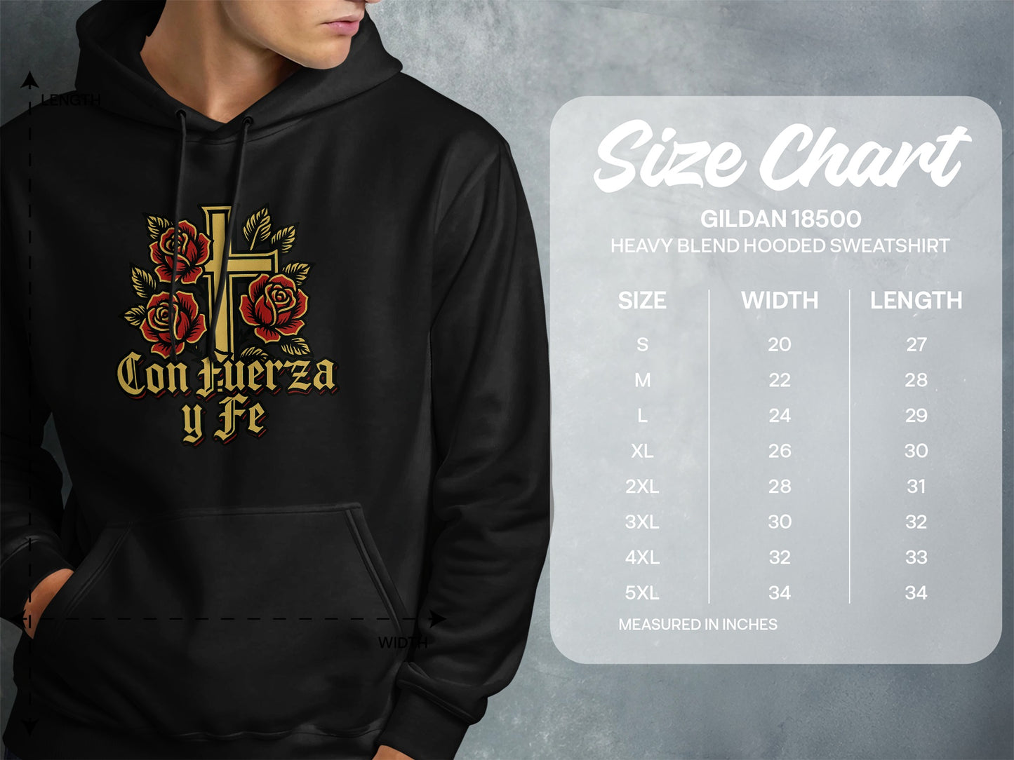 Con Fuerza y Fe Heavy Blend Hooded Sweatshirt product type