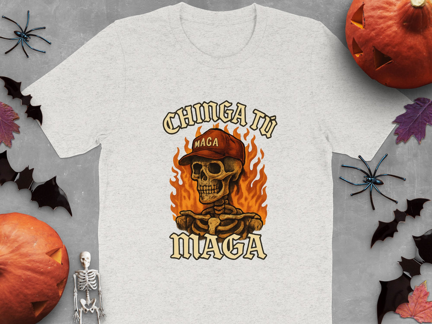 Chinga Tu Maga Skeleton with Cap Design T-shirt product type