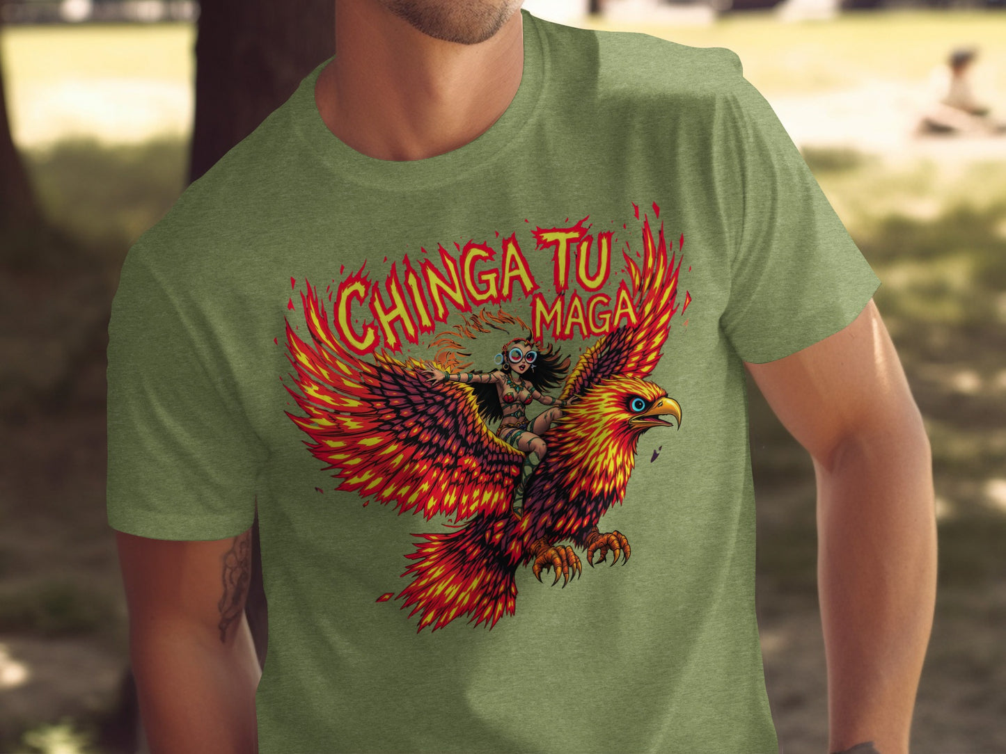 Vibrant Chinga Tu Maga Phoenix Art Graphic T Shirt Product
