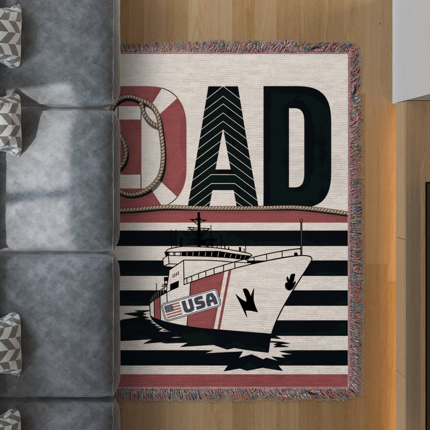 Dad USA Ship Design Rectangular Living Room Rug product type