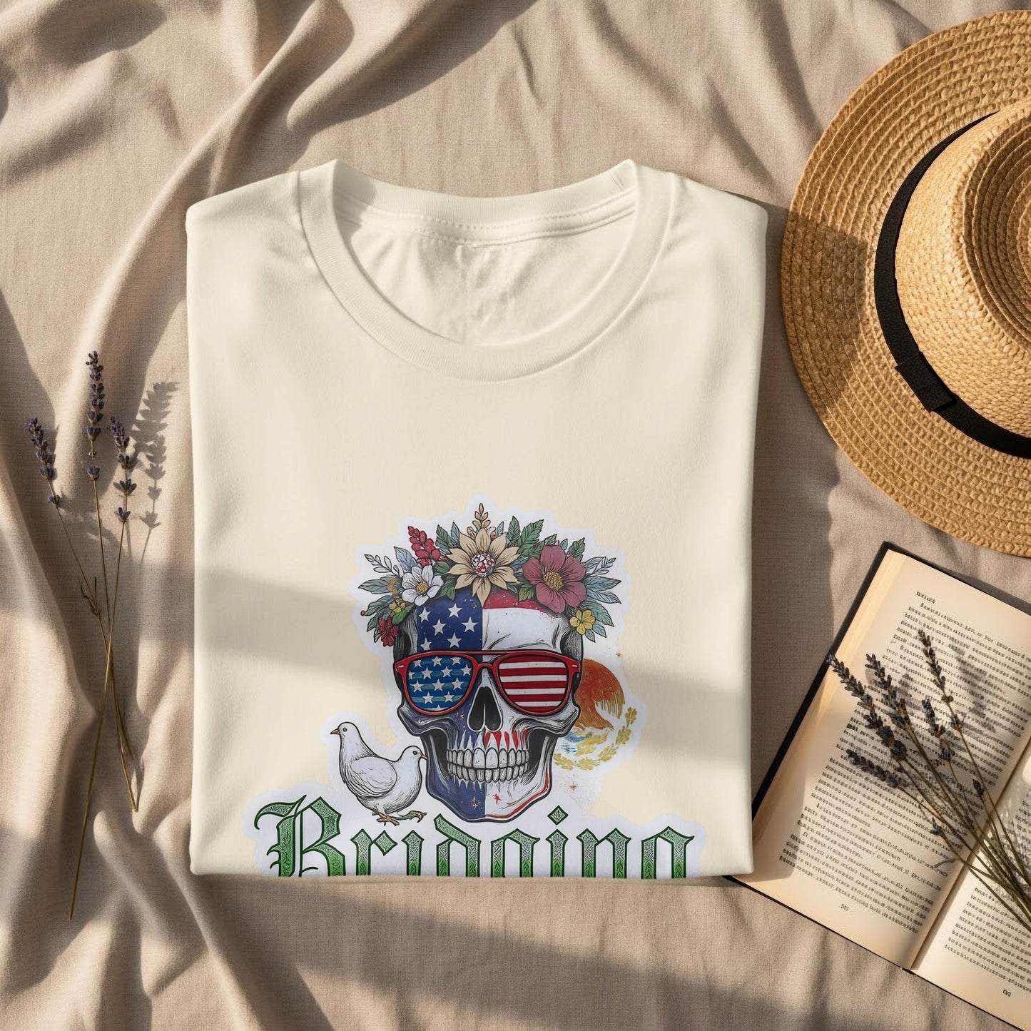 Patriotic Skull with American Flag Glasses T-Shirt product type