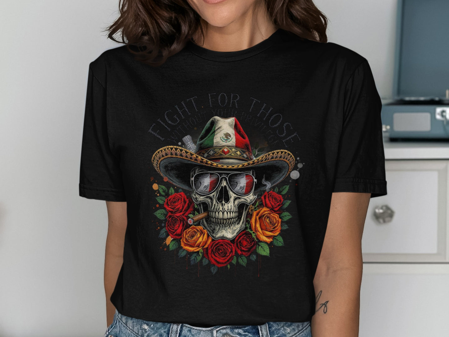Fight For Those Mexican Skull Graphic Shirt product