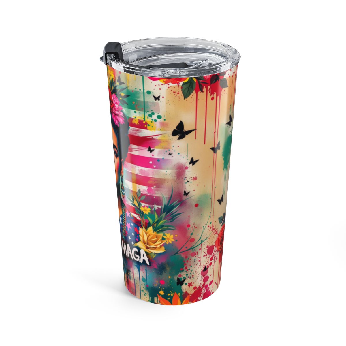 Vibrant Floral Design Travel Tumbler Cup