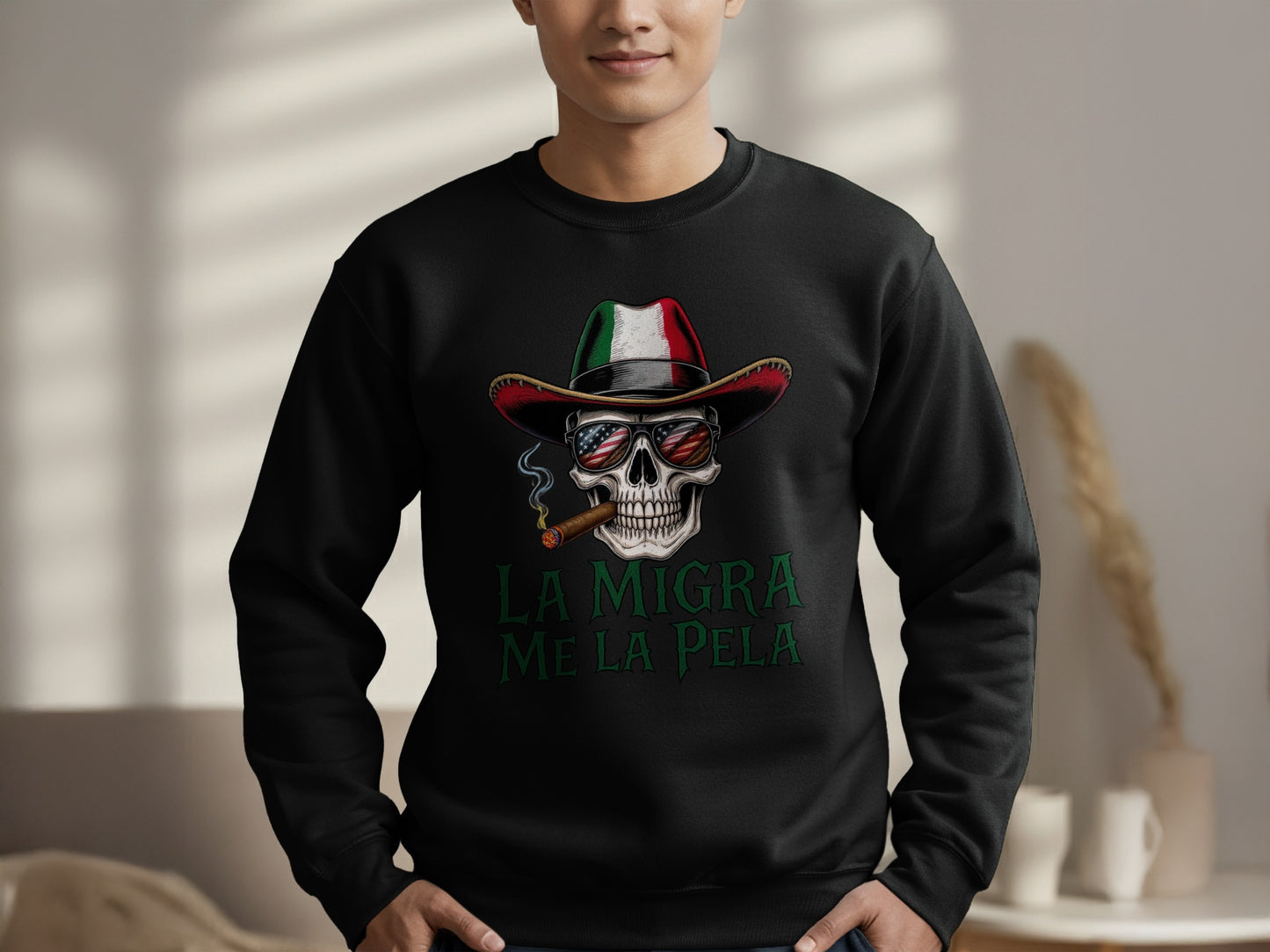 La Migra Me La Pela Skull Design Sweatshirt product