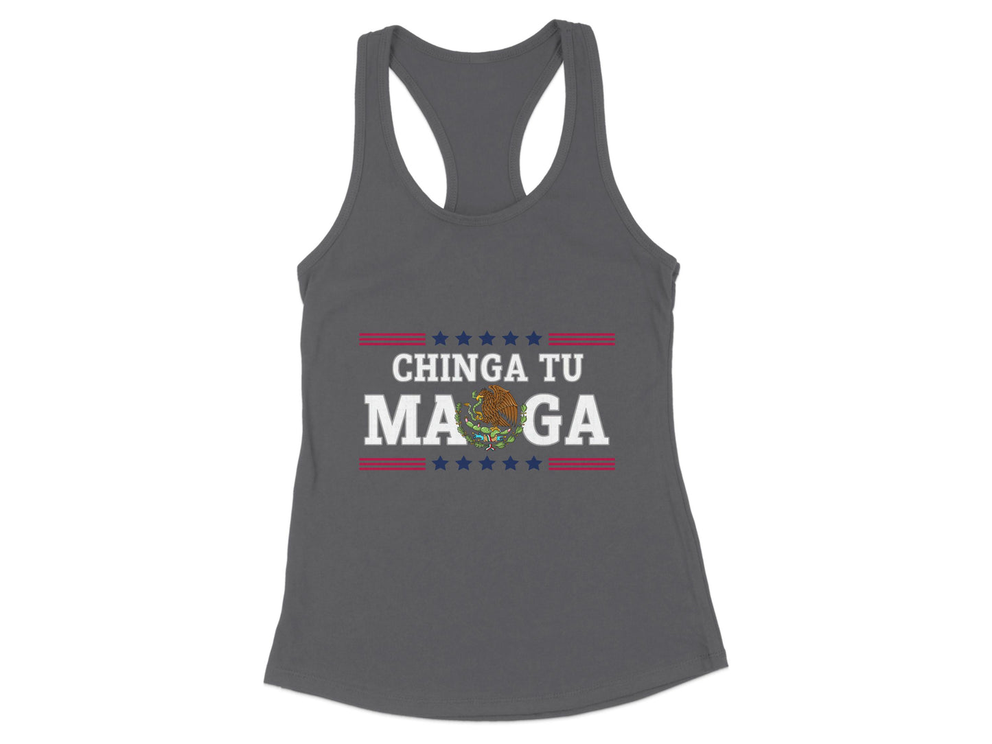 Chinga Tu MAGA Graphic Printed Gray Tank Top product